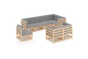 8 Piece Garden Lounge Set with Cushions Solid Pinewood vidaXL