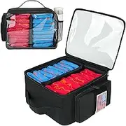 Jaffzora Cornhole Bag Carry Case Holds Set of 8 Regulation Beanbags, Cornhole Bean Carrying Case with Padded Divider and US Flag Patch for Men Women, Black (Bag Only)