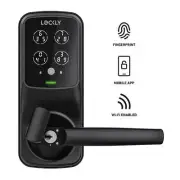 Lockly Smart WiFi Electronic Latch Lever Lock, Fingerprint, Keypad Matte Black