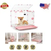 30 Inch Pink Dog Crate for Medium Breeds - Convenient Sliding Door Access