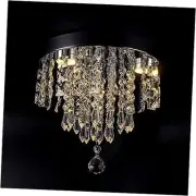 Crystal Chandelier Modern Led Ceiling Light Flush Mount Stainless Warm Light