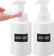 Foam Soap Dispenser, 2 Pcs 400Ml Hand Soap Dispenser, Plastic Pump Bottle Dispen