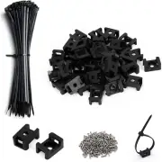 60 Set Black Cable Zip Tie Mounts Kit,Wire Cable Clips Organizer Holders Clamps，