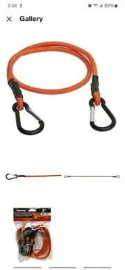 Keeper 06081 36" Bungee Cord with Mini Carabiner Hooks 2 Pack