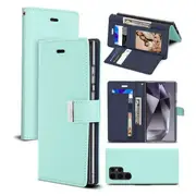Goospery Samsung Galaxy S24 Ultra Rich Diary Wallet Flip Case Leather Card Slots Magnetic Cover (Aqua)