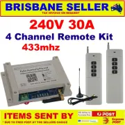 4 Channel Remote Control Relay Switch 30A +2 LONG RANGE REMOTES + ANT 240V