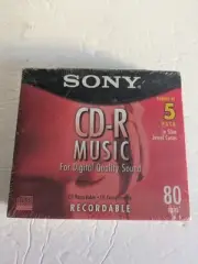 Sony CD-R Recordable 5 Pack 80 Minutes in Slim Jewel Cases