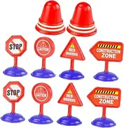 QUMIIRITY 10Pcs DIY Road Sign Brightly Colored Traffic Signs for Games and Training Realistic Simulation Roadblock Models