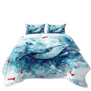 Art Painting Fish and Whale Coverlet
