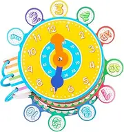 Time Learning Clock for Kids,Preschool Activity Clock for Time Teaching | Reusable Homeschool Supplies for 3+ Years Old Toddler Children