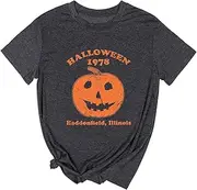 [Yimoya] Pumpkin Halloween 1978 T Shirt Womens Vintage Horror Movie Michael Myers Graphic Tees