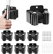 6 PCS Mop and Broom Holder Wall Mount,Heavy Duty Stainless Steel Mop and Broom Holder with Screws,Garden Tool Rack Wall Mount for Kitchen,Bathroom,Laundry,Garage Storage(Black)