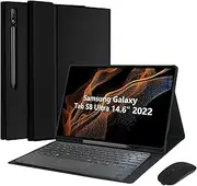 Keyboard Case for Samsung Galaxy Tab S8 Ultra 2022 14.6 Inch Tablet SM-X900/X906, 7 Color Backlit, Detachable Wireless Keyboard with Touchpad & Chargeable Bluetooth Mouse,Black