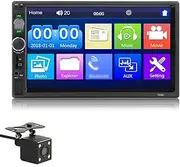 Daseeme 7-inch Double Din Car Stereo Receiver 2 Din Car Radio Autoradio Touchscreen BT MP5 Player with Reversing Camera Remote Control