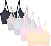 [VeaRin] Teen Bras for Girls Seamless Training Bras Adjustable Straps Sports Bras with Padds 5 Pack