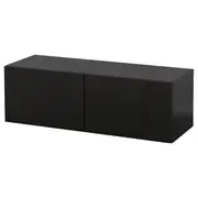 BESTÅ wall-mounted cabinet combination, black-brown/Lappviken, 120x42x38 cm