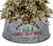 Galvanize Steel 9" Country Farm Mini Christmas Tree Collar/Skirt Holiday Time