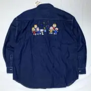 Vintage Peanuts Women M L Peanuts Snoopy Embroidered Denim Shirt Old Classic Ch