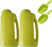 Snow Salt Spreader - 2 Packs Lawn Seed Spreader, 2L Handheld Shaker for Lawn Seeds, Fertilizer Spreader, Weeds and Feed Spreader, Crop Spreading, Ice Melt Dispenser with Scoop, Adjustable Hole Size