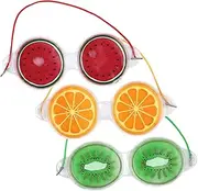 3pcs Cartoon Cooling Eye Masks Gel Eye Pads for Puffiness Relief Cold Compress Hot Cold Therapy Watermelon Lemon for Home Use