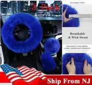 3 PCS Soft Fluffy Plush Car Steering Wheel Cover Gear Shift HandBrake Cover Wool (for: Ford)