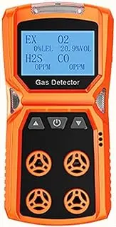 Gas Leak Detector Tester Multi Gas Detector Gas Meter O2 H2S CO LEL 4 in 1 Oxyn Hydron Sulfide Carbon Monoxide Combustible Gas Leak Detector with Wide Test Range, High Sensitivity