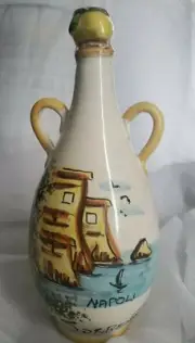 Dipinto A Mano Vintage Italian Napoli & Lemons Sorrento Oil Bottle