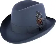 [Epoch hats company] Men's Wool Felt Homburg Godfather Hat with Feather