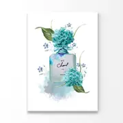 Ocean Blue Perfume with Flowers Print 100% Australian Made 50x75cm (Stretched Canvas)
