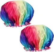 VALICLUD Pcs Satin Elastic Shower Cap Comfortable Bath Hat for Women Elastic Hair Cap for Curly Hair Reusable Shower Bonnet