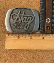 Merle Haggard Small Version Belt Buckle "Hag" Pewter/Silver Solid Metal