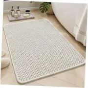Chenille Bath Mat Super Absorbent Bathroom Mat Quick Dry 24" x 36" Beige&white