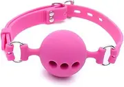 Silicone Breathable Ball Gag for Adult Bondage Restraints Sex Play, Leather Restraints Ball BDSM Toys (Pink,3.5cm Ball)