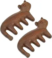 VERDANVERSE 2pcs Cat Shaped Wooden Scalp Massager Comb Mini Static Hair Massage Tool Travel Friendly Design for Home and Office Use Gentle Relaxation for Scalp Care