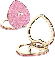 Heart Compact Mirror, Double-sided Pink Compact Mirror, Magnetic Folding Compact Mirror for Girls, Kids Compact Mirror, Compact Mirror Cute, Pocket Mirror for Girls, Women, Home Office Valentine's Day
