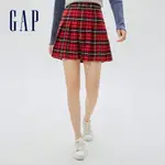 GAP 女裝 高腰修身格紋百褶短裙-紅色格紋(504995)
