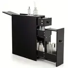 Black MDF Bathroom Floor Storage Cabinet Slim Design with Adjustable Shelf
