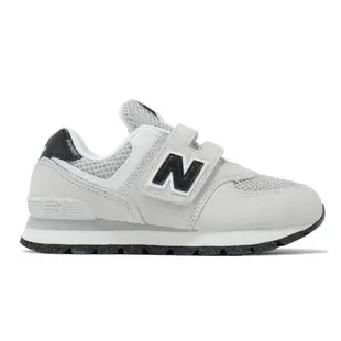 New Balance 休閒鞋 574 中童鞋 寬楦 灰 黑 麂皮 魔鬼氈 小朋友 NB 經典 PV574DMG-W