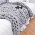 Chunky Knit Blanket Throw 40"x40"(Small Size Throw）, Gray