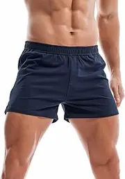 [Wayonge] Men's Sports Shorts Men's Fitness Shorts Summer Cotton Active Shorts Split Design for Running,Gym and Home