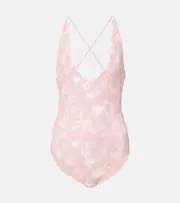 [Marysia] Marysia North Maillot floral scalloped swimsuit AU 8 pink