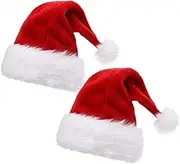 ALIMITOPIA 2pcs Christmas Santa Hat,Double Layer Luxury Plush Christmas Santa Claus Cap Xmas Hat for Adults