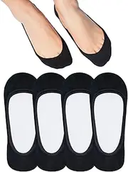 [SIXDAYSOX] No Show Socks Women for Flats 4 to 8 Pack Non Slip Invisible Ultra Low Cut Socks Shoe Size 5-8/9-11