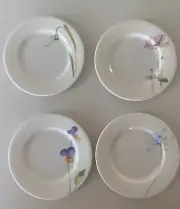 4 Crate & Barrel Floral Blossom Spring Flower 6 3/4” Salad Dessert Plates