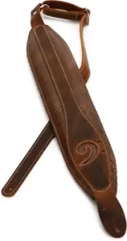 LM Products X-Clef Worn Leather Bass Strap - Brown (2-pack) Bundle