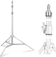 [NEEWER] Photography Light Stand 2.85-6.6ft/87-200cm, Spring Loaded Aluminum Tripod Stand with ø28mm Thicker Tube Diameter for Ring Light/LED Light/Strobe Flash/Softbox, Max Load 22lbs, ST-200 White