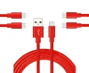 Catzon 1M 2M 3M 5Packs Micro USB Cable Nylon Braided Phone Cable Fast Charger Cable USB Cord -Red