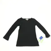 NWT Pea Bee Jae Girls Black Ribbed Tee T Shirt Top Knit XXS 18M-2T -3T Stretch