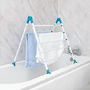 BLACK + DECKER Extendable Over Bath Airers, Two Colours, Adjustable Rotation, 10 Bars with 5.6m Total Drying Space, Folds for Compact Storage, Aqua (63219, 63229)