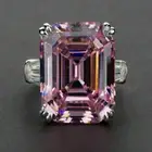 4Ct Emerald Simulated Pink Sapphire Solitaire Wedding Ring 14K White Gold Over